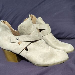 Indigo Cream Suede Ankle Booties